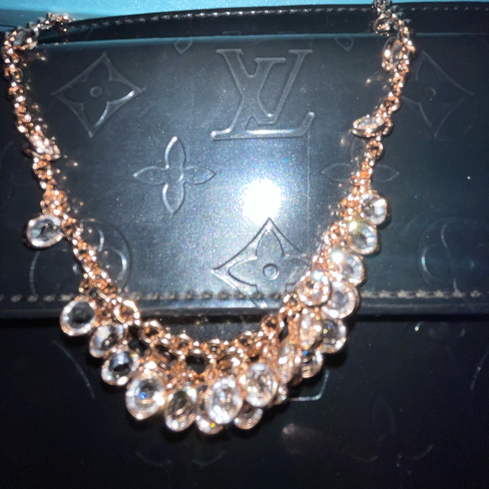 Swarovski crystal rose gold cluster necklace